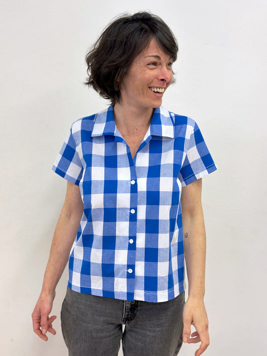 Camisa de quadres blaus i blancs