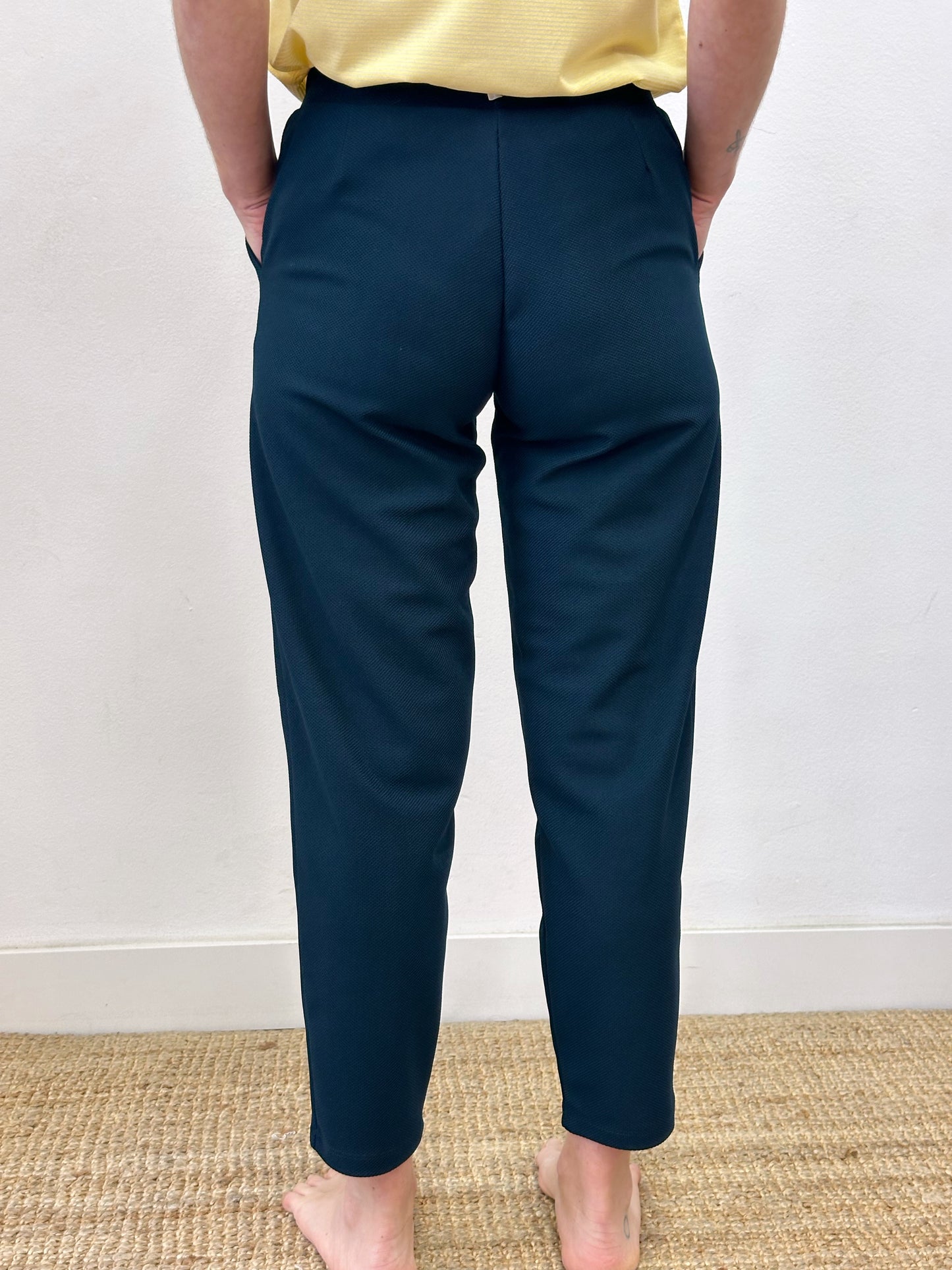 Pantalons pitillo de piqué turquesa