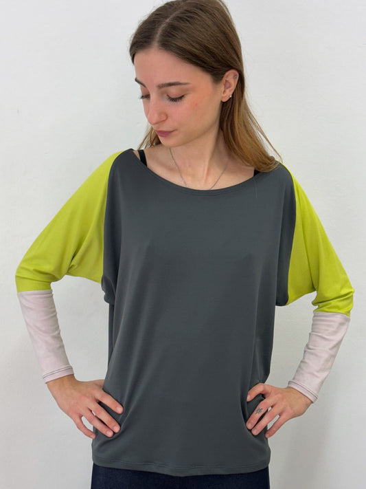 Samarreta BAT gris, verd i rosa