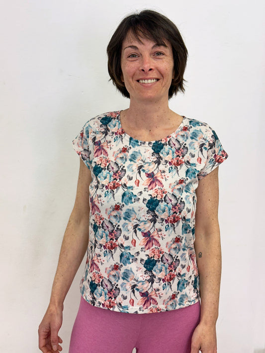 Samarreta flors blaves i liles