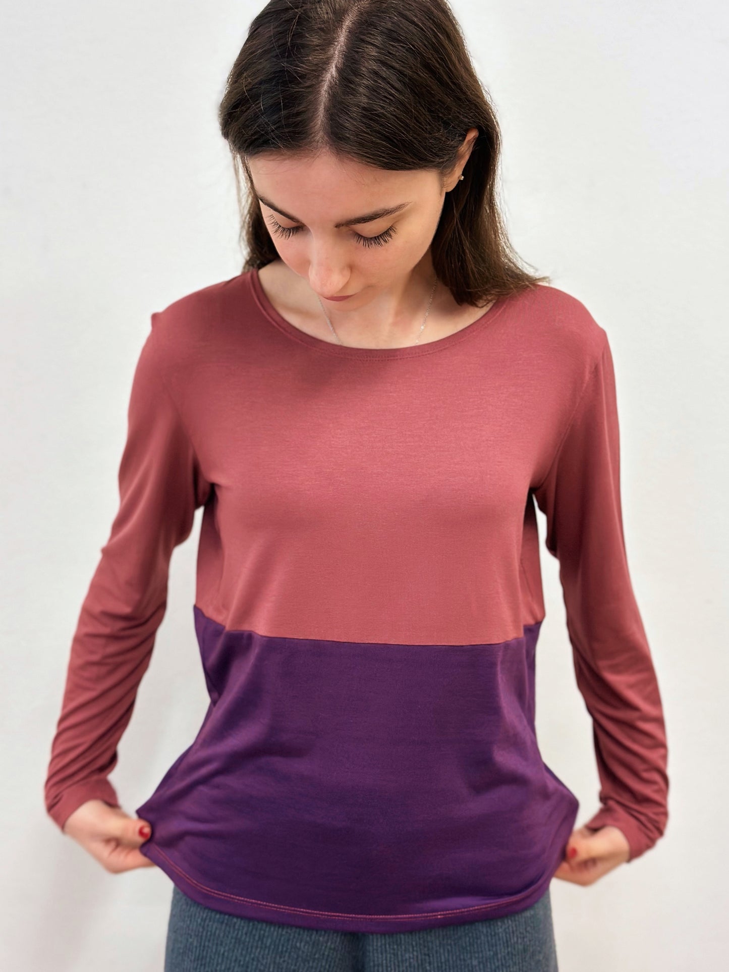 Samarreta de 2 colors, litxi i lila