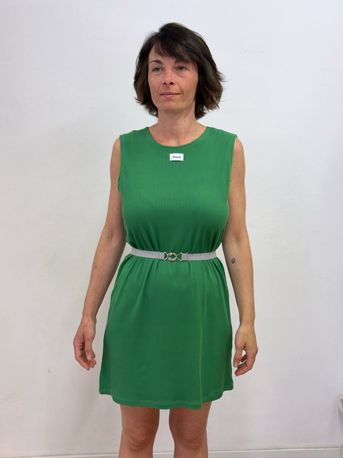 Vestit recte de tirants verd