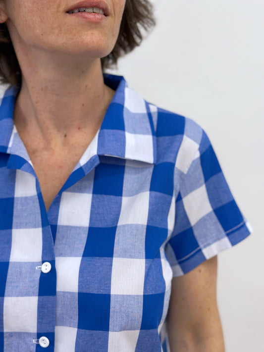 Camisa de quadres blaus i blancs