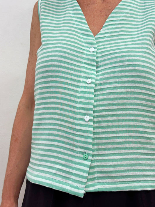 Camisa sense mànigues ratlles verdes