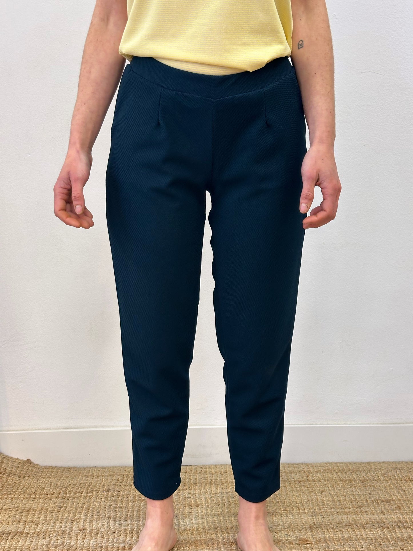 Pantalons pitillo de piqué turquesa