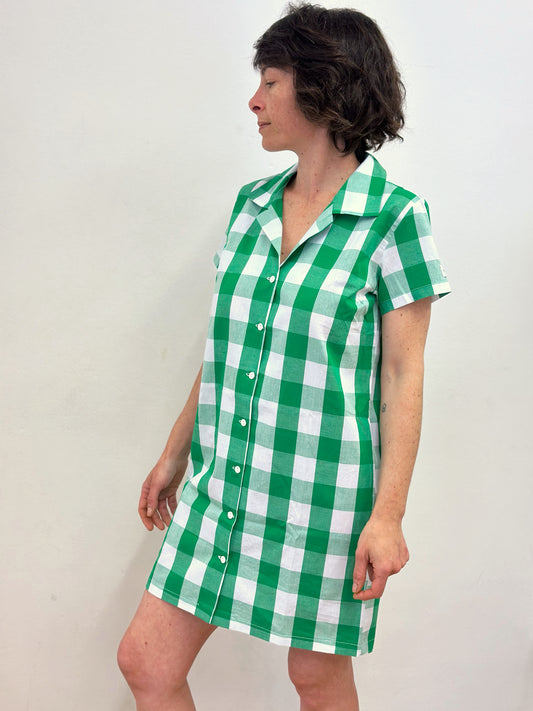 Vestit camiser de quadres verds i blancs